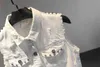 レディースジーンズヴェステムのカジュアルノースリーブジャケットシングルブレストポケットホワイト211120