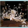 Jewelryforseven Korean Fashion Crystal Simulated Pearls Headbands Tiara Crown For Women Girl Birthday Bride Noiva Wedding Hair Jewelry Drop
