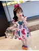 Sommer Mädchen Kleid Gestreifte Bowknot Casual Fliegende Ärmel Party Prinzessin Nette Kinder Baby Kinder Mädchen Kleidung 210625