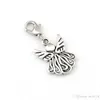 100 st Antik Silver Angel Wing Lobster Spännen Charm Hängen för smyckestillverkning Armband Halsband DIY Tillbehör 15x35.5mm A-494b