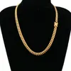 8mm 10mm 12mm 14mm 16mm Colar Miami Cuban Link Chains Aço Inoxidável Mens 14K Corrente de Ouro Alta Polido Punk Curb Boa Quality2217F