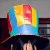 Adultes chapeau coloré haut plat casquette de Clown sport chapeaux magiques Cosplay accessoires de déguisement robe de soirée noël Halloween