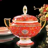 86pieces enamel color bone china tableware set Jingdezhen painted gold high-end dishes home to move the wedding Hotel Clubhigh quatity