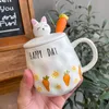 Tasses de dessin animé créatif radis lapin tasse à café en céramique avec cuillère