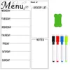 A4 Magnetisk kylskåp Whiteboard Weekly Meny Meal Planner Livsmedelsbutik för att göra lista Kylskåp Klistermärke Marker Pen Calendar Erase Board 210312