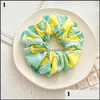 Pony Tails Holder Jewelry Jewelrysummer Fruit Print Scrunchies Lemon Grapefruit Pear Peach Printed Elastic Rubber Band Women Girls Headwear
