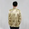 Blusa da camisa masculina masculina Blusa tradicional chinesa de jaqueta de capa de capa longa vestido chines hanfu ouro