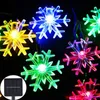 Saiten Outdoor Christmas Snowfloke Solar String Lights Blinkt Fairy Curtain Light Girlande Für Holiday Party Year Decor