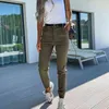 Frühling Frauen Mode Taste Bleistift Hosen Elegante Slim Fit Feste Länge Hosen Herbst Büro Dame Casual Tasche Jogginghose 211124