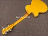 330 360 370 6 Strings Yellow Semi Hollow Body Electric Guitar Single F Hole Camboard Binding 2 Output Jacks Gold Sparkle PI5415625