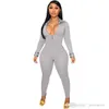 Women Jumpsuits Designer Onesies Overalls Clothing Fashion Long Sleeve Sexy V-neck Zipper Plaid Stitching Rompers