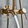 Antiek Messing Badkamer Douche Set Kraan Bad Douche Mixer Tap 8 "Rainfall Head Bath Douche Set Badkraan Muur Montage T200612