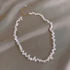 Collar de clavícula de perlas para mujer, gargantilla de cadena de perlas irregulares, collares de perlas de estilo coreano, joyería de moda