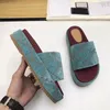 2021 Fashion Women Original Slide Sandal Designer Platform Slipper Real Leather Canvas Strawberry Beige Booties Beach Slipper Outdoor Shoes