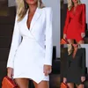 Casual jurken kantoor pak jurk vrouwen sexy slanke bodycon wrap knop partij elegante 2021 herfst dames formeel mini potlood