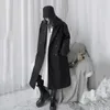 [EAM] negro Vintage doble botonadura tamaño grande abrigo largo de lana Parkas manga larga mujer moda Otoño Invierno 1DD0332 210930