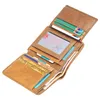 Wallets Genuine Leather Men Short Trifold Wallet Multi Slots Holders Male Clutch Vintage Purse Money Bags2933