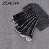 Zoreya Make Up Щетка Установите Делликатные кисти для макияжа со мешком порошкового фундамента Контур и модель глаз