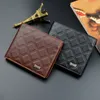 DHL50pcs Wallets Men PU Plaid Embossing Multifunctional Short Square Open Three Foldable Credit Card Holder