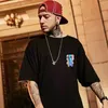 Oversize t camisas dos desenhos animados urso impressão reflexiva arco-íris camisetas harajuku streetwear top tees algodão casual meia manga roupas 220224