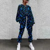 Women's Two Piece Pants Women Tracksuit Pullovers Cloting Long Sleeve Tie-dye Print Female Tops And Elastic Waist Slim Casual Streetwear