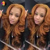 Wigs Lace Ginger Blonde Body Wave Transparente Frente Frente Humano Orange Curly Part 150 Remy2627512