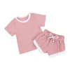 Set di vestiti per neonati Vestiti estivi per neonati Ragazzi in cotone per neonati Top T-shirt + Completi per bretelle Set di vestiti per bambini 210309