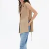 Women Vest 2022 Fashion Solid Colorloose Side Slit Temperament Loose One-Button Suit Collar Sleeveless Long Vest Streetwear Chic Tops