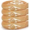 Bracelet 4pcs / Set Or Couleur Gold Dubai Bracelets pour femmes Éthiopien Luxe Bracelets creux de mariage Moyen-Orient Bijoux de mariage Cadeaux africains