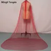 Mingli Tengda Red Cathedal Veil One warstwa czarny ślub z grzebieniem 3 m długości bridal różowy veu akcesoria x0726