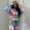 Women's Tracksuits High Street Paisley Bandana Two Piece Set Women Turn-down Collar Button Shirt Top And Shorts Sexy 2 Outfits Suit