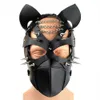 Maschera in pelle fetish per uomini e donne Cosplay regolabile Unisex Bdsm Bondage Cintura Restrizioni Maschere schiava Coppie T L1 2107222897