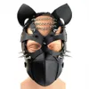 Maschera in pelle fetish per uomini e donne Cosplay regolabile unisex BDSM Bondage Cintura di ritenuta Maschere schiavo Coppie T L1 2107221192214