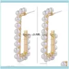 JEADYRYBOHO Symulowane Pearl Hoop Kolczyki dla kobiet ręcznie splot kryształowe koraliki koreańskie oświadczenie biżuteria panna młoda ślub hie dostawa 2021