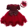 Lzh baby kerst jurken voor baby meisjes kant prinses jurk baby 1e jaar verjaardag jurk doop feestjurk pasgeboren kleding G1129