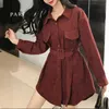 Aelegantmis Plus Size Sashes Koreaanse stijl Blouse Shirt Dames Vintage Lang met Riem Vrouwelijke Casual Office Lady Warm 210607
