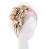 Mulheres Flores De Seda Ruffle Turbante Headscarf Muçulmano Hijab Cabeça Suave Cabeça Senhoras Noiva Casamento Cap Feminino Cabeça Empréstimo