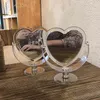 Transparent Acrylic Double-sided Heart-shaped Makeup Rotatable Desktop Stand Table Compact Mirror Dresser 3 Color