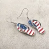RJ New Fashion American Flag Crystal Earrings Slippers Shape Pentacle Girl Patriot Ear Studs Brincos For Women Bijoux Gift X0709 X0710