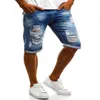 Hommes Shorts Denim Déchiré Jeans Courts Hip Hop Style Lumière Jean Shorts Trou Zipper Fly Slim Fit Pantalon Casual Hommes Vêtements G1209