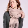 女性のための100％女性の厚い暖かいベージュのための冬のウールのショールを包むパシュミレFoulard Femme Cashmere Scarf