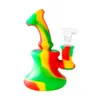 Portable Smoking Pipe 5.0inches Unbreakable Silicone Bongs Shisha Hookah Glass Bong with 14.4mm joint Oil Rigs Dab Rig for Wholesale