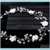 Capelli di gioielli Clips Barrette 1,1 metri Fiore di testa di matrimonio Floro perla bianca Bianca di moda da sposa Aessories per le trecce Ornament