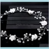 Hair Bijouxhair Clips Barrets 1,1 mètre Bande de mariage Fleur Perle Perle Blanc Bridal Bijoux Bijoux pour femmes