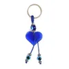 Evil Eye fashion Portachiavi in vetro blu a forma di cuore pendente accessori per gioielli portachiavi semplici di alta qualità all'ingrosso EY5044 J0306