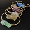 Braccialetti in pietra naturale con avvolgimento di filo color oro minerale di roccia Braccialetti con cristalli di fluorite di quarzo rosa viola Guarigione Reiki Femme