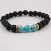 Wedding Party Gifts 3 Beads Men's Beaded Energy Lava Stone Gold spacer bracelet Gift