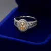 BOEYCJR 925 Plata 1ct 5*7mm Oval champán moissanita VVS1 anillo de compromiso de diamante de boda con certificado nacional para mujeres