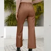 女性のパンツカプリス＃57革の女性の高い腰の緩いズボンのオートバイのストレートレッグワイドPantalon Cuir Femme