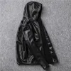 Sheepskin leather jacket men thick warm fur coats cashmere tops autumn outerwear overcoat hoodies Black motorcycle biker hooded casual jackets man clothes